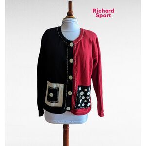 Vtg   Richard Sport block style button cardigan sweater   Sz S